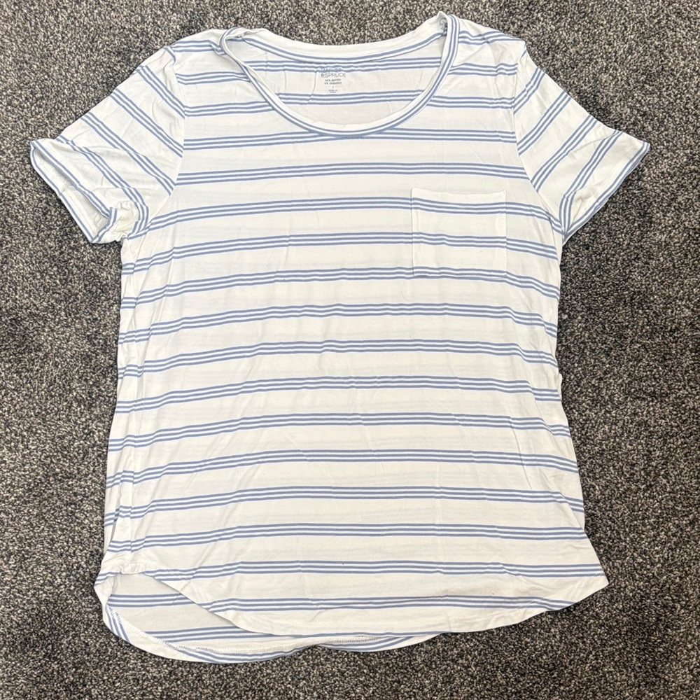 Market & Spruce Blue and White Striped Tee